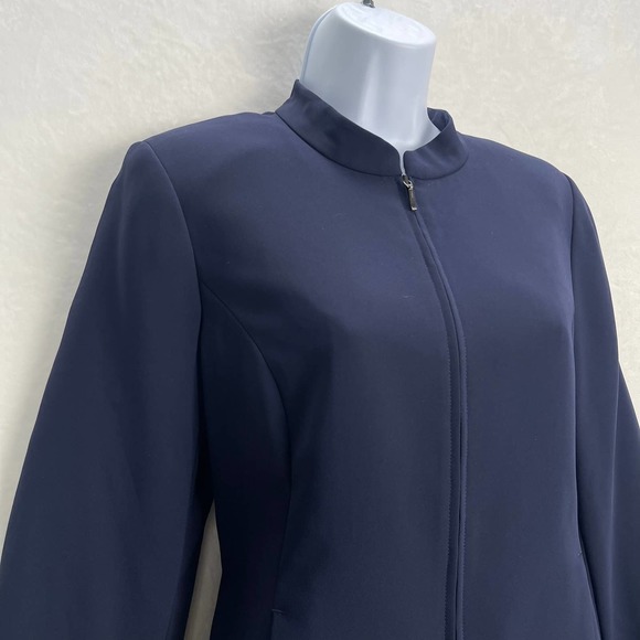 Pendleton‎ Navy Blue Zip Front Mock Neck Blazer Jacket with Pocket 8P Petite - Picture 2 of 15